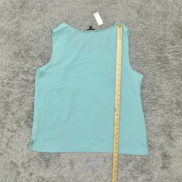 NEW Talbots Women's Plus Size 18 Blouse Top Sleeveless Blue Polyester Scoop Nec - Picture 6 of 8